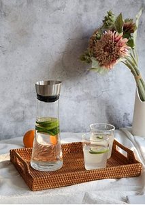 Plateau de service en rotin vintage de grande taille, forme rectangulaire, couleur marron, dernier design, plateau de service en jute à vendre - Product Image 5