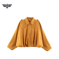 Blouson court pour femme printemps-automne, col rabattu, respirant, couleur unie, fermeture éclair avant, léger, décontracté, en daim