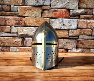 Casco Medieval de Hierro Plateado de Primera Calidad, Ecológico, para Decoración del Hogar, Estilo Tradicional Antiguo - Product Image 2