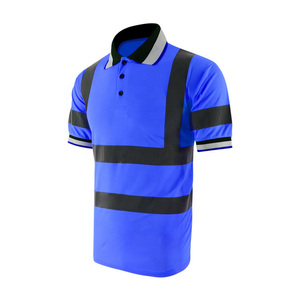 Camisas de polo Uniforme de ropa de seguridad Venta al por mayor Hombres Hi Viz Bandas reflectantes Patchwork Cuello de contraste de alta visibilidad Camisetas de hombres - Product Image 6