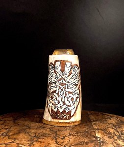 Taza de cuerno para beber de alta calidad, taza africana de cerveza con diseño de Grabado de la India - Product Image 5