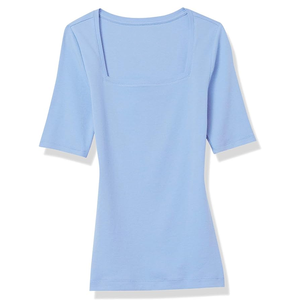 Camiseta de manga larga con cuello en V para mujer, Camiseta de algodón de manga larga para mujer, camiseta ligera de cuello redondo, ajuste moderno - Product Image 6
