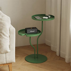 Mesa auxiliar de 2 niveles de diseño clásico para el hogar, comedor, color verde, muebles de metal, mesas, comedor, té y mesa de café, suministros - Product Image 1