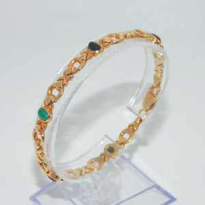 14k oro XO Link bracciale Cabochon onice corniola giada rodiato oro rosa pietre con diamanti perle eleganti Brac - Product Image 1