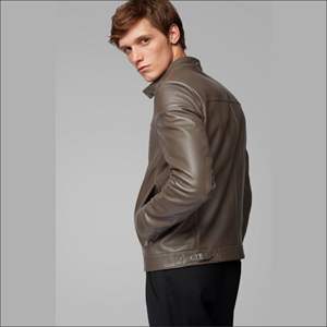 Veste de moto d'hiver camouflage en cuir pour homme avec fermeture à glissière asymétrique style motard et tissu en peau d'agneau doux - Product Image 4