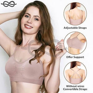 V-Neck Padded Bralette Cami Bra Wireless Tank Top Bra with Adjustable Straps for Support Sports Bra Everyday Wear - Product Image 4