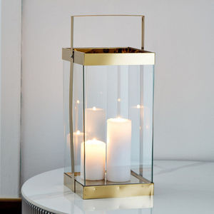 โคมไฟแก้วเฮอริเคนกรอบโลหะสีทองสำหรับ2025เทียนคริสต์มาส - Product Image 2