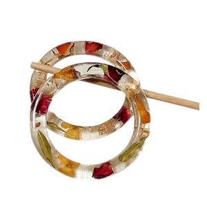 Brazaletes Apilables de Resina con Copos de Oro Cuadrados Transparentes Color Fucsia, Hechos a Mano en India con Patrón de Modelo - Product Image 1