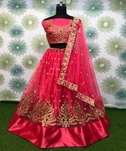 Look riche en Georgette broderie pierre travail Lehenga Choli avec Dupatta vêtements de mariage prix de gros vêtement ethnique Surat Alphanumero - Product Image 2