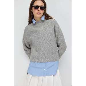 <b>Vintage</b> Half Fisherman's Neck Knit Crop Top for Women Casual Korean Sweet Breathable 100% Cotton Autumn <b>Vintage</b> Print <b>Sweater</b> - Product Image 3