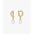 Boucles d'oreilles créoles et clous d'oreilles tendance de style religieux en or 14K 18K et plaqué or rose rhodié avec charme en pierre précieuse Remy - Product Image 2