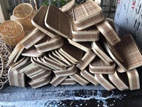 Panier de pique-nique en rotin osier avec couvercle en bois/panier à main de rangement vente en gros