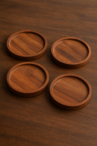 Sous-verres ronds en bois d'acacia vierges OEM avec logo gravé au laser, épaisseur 10 mm, pour porte-gobelets à café - Product Image 2