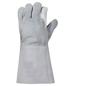 Guantes profesionales de cuero de vaca para Stick MIG Tig soldadura Color personalizado seguridad trabajo mano guantes protectores - Product Image 4