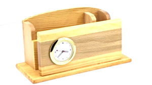Organizador de escritorio de madera de diseño moderno con suministro al por mayor de reloj para uso doméstico Precio a granel disponible de la India - Product Image 3