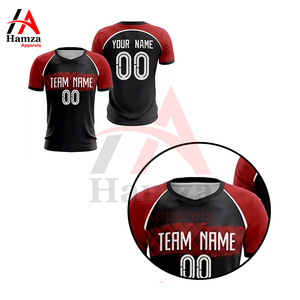 Camiseta de fútbol transpirable negra y roja 180 GSM, ropa deportiva de fútbol personalizable con nombres de jugadores - Product Image 6