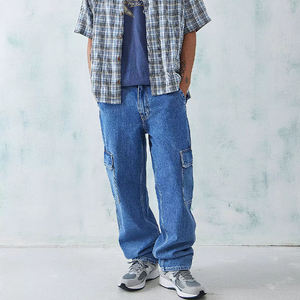 High Street Vintage Washed Distressed Frayed Tapered Loose Jeans for Men New Fashion Men Jeans Straight Leg - Product Image 3