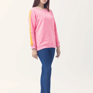 Sudadera de cuello redondo Lisa personalizada de algodón rosa al por mayor logotipo personalizado 2024 última ropa de mujer sudaderas ligeras OEM - Product Image 4