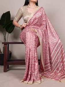 Sari en soie Tussar lourde – Modèle de créateur pour femme, non imprimé, en stock - Product Image 2