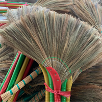 Balai miniature classique en fibres végétales naturelles, poils en herbe, manche en bois, écologique, léger, outil de nettoyage domestique pour sols et meubles