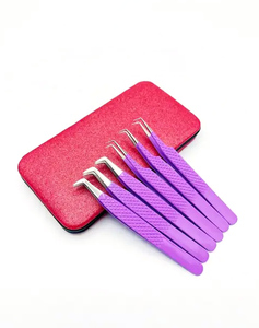New Arrival Mega Volume 90 Degree Sliver Tips <b>Plain</b> Grip Customize Color Stainless Steel Solid Extension Private Label Tweezers - Product Image 1