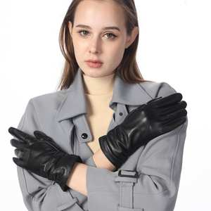 Gants d'hiver chauds de haute qualité en peau de mouton personnalisés, thermiques, unis, pour l'extérieur, avec poignet épais - Product Image 5