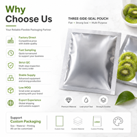 Sachet en aluminium à trois soudures personnalisé pour emballage alimentaire, pochette plate pour café en poudre, thé, snacks