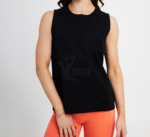 Camiseta sin mangas de verano personalizada para mujer, 100% de algodón, cuello redondo de secado rápido para deportes, Yoga, diseño de costilla informal, camiseta transpirable para mujer - Product Image 1