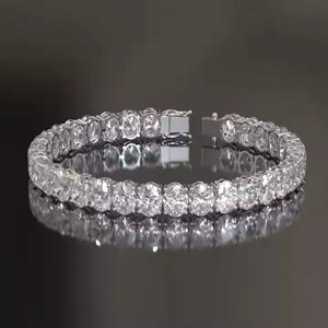 สร้อยข้อมือเพชรสำหรับเทนนิสประดับเพชรโมอิสตัดวงรีสีเหลืองทองสไตล์ฮิปฮอปแร็ปเปอร์ของผู้หญิงสร้อยข้อมือน้ำแข็งเต็มรูปแบบขายส่ง - Product Image 3