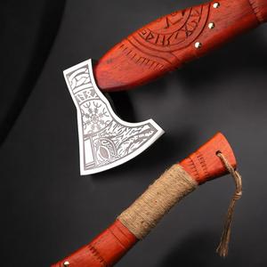 Thewizcrafts ขวานรบทำด้วยมือพร้อมใบมีดเหล็กสลัก1095และด้ามจับไม้โรสวูดสลักด้วยมือเหมาะสำหรับการตั้งแคมป์กลางแจ้ง - Product Image 4