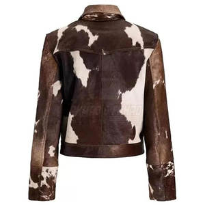 Chaqueta de Cuero Vacuno para Mujer, Tejida, con Cierre de Cremallera, Servicio OEM, Color y Logotipo Personalizados, para Invierno - Product Image 2