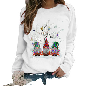 OEM vente en gros pull en tricot plat imprimé pour femmes pull oversize 100% coton séchage rapide noël automne manches longues coupe ample - Product Image 5