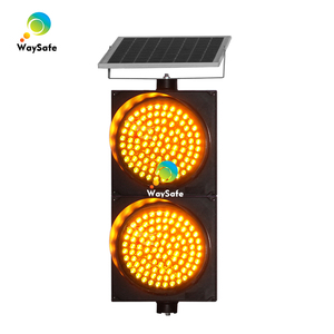 Feux de signalisation de ralentissement à <span class=keywords><strong>LED</strong></span> solaires jaunes haute intensité prismatiques clignotants alternés à deux sections de 300 mm pour intersections Waysafe - Product Image 1