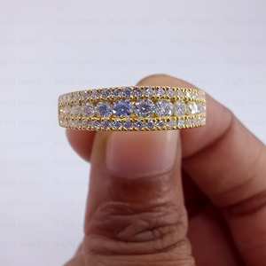 1.8Ct Lab Grown Diamond Half Eternity 18k Marquise Gold Lab Grown Thin Diamond Bague de fiançailles de mariage bijoux en diamant pour la journée des femmes - Product Image 1