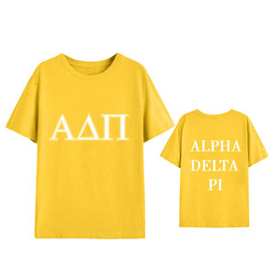 T-shirt à manches courtes à col en O personnalisé à motif de paillettes Alpha Delta Pi quantité minimale de commande bas T-shirt pour femme avec fermeture éclair en élasthanne et trou - Product Image 6