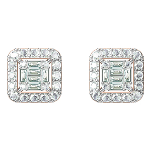 Pendiente de Hip Hop de lujo 14K oro rosa Iced Out VVS Moissanite Baguette Diamond Stud 925 Pendientes de plata para mujer - Product Image 1