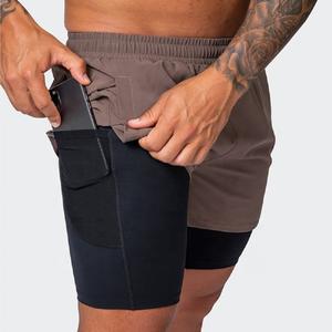 Nouveau sport Compression Gym Shorts d'entraînement musculation 2 en 1 Fitness séchage rapide Polyester Spandex avec poche hommes Shorts - Product Image 6