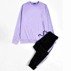 Sudadera de algodón personalizada unisex de alta calidad, conjunto de pantalón transpirable con cuello redondo, chándal para correr para hombres y mujeres, Invierno sólido - Product Image 1