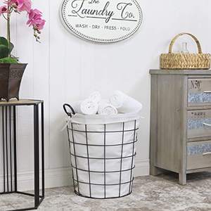 Metal Wire Food Organizer Metal Wire Mesh <b>Basket</b> Storage Bin <b>Baskets</b> with <b>Wood</b> Handle - Product Image 6