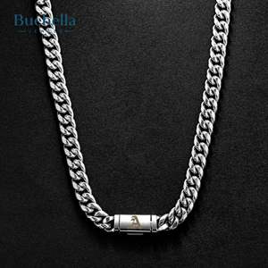 Chaîne à maillons cubains en argent sterling 925 plaqué or 14 carats 10mm avec lettres anglaises anciennes Bijoux en moissanite pour hommes - Product Image 3