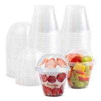 Gobelets à dessert en plastique PET transparents, jetables, empilables et congelables, avec couvercles en dôme, pour boulangerie, vente à emporter et restauration en gros