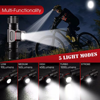 Faro frontal recargable de 1100 lúmenes, 5 modos de luz, resistente al agua