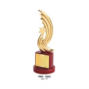 Trofeo de estrella de metal de alta demanda, base de madera elegante, premios corporativos de excelencia para empleados disponibles para exportación, precio competitivo - Product Image 3