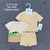 XIANGLIANGJ30 Set Pakaian Bayi Lucu Celana Pendek Atasan Lengan Pendek Gambar Truk Kartun Anak Laki-laki Pakaian Campuran 3 Potong Balita