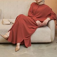 Nouvelle Abaya de luxe une pièce musulmane personnalisée manches chauve-souris avec boutons à l'avant Abaya modeste ouverte sur le devant vêtements islamiques