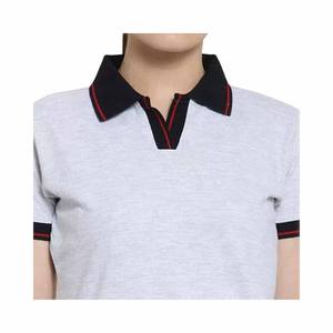 T-shirt polo personnalisé de qualité supérieure pour femmes Tissu tricoté respirant Motif solide Longueur courte Col promotionnel décontracté - Product Image 4