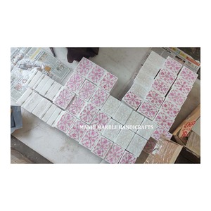 Fabrication indienne Pure Rose Et Blanc Nacre Incrustation Marbre Rectangle Forme Boîte À Bijoux Conception Florale Marbre Boucle D'oreille Boîte - Product Image 1