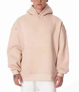 Sudadera con capucha para hombre, básica, de gran tamaño, color beige, 100% algodón, ropa urbana, Sudadera con capucha de calidad premium - Product Image 6
