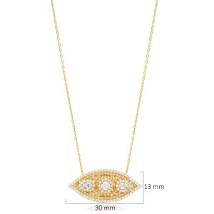 Collar con Colgante de Plata con Diseño de Ojo CZ Transparente, Joyería de Plata de Ley 925 Hecha a Mano en Turquía, Venta al por Mayor - Product Image 3