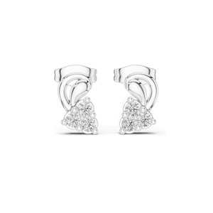 Boucles d'oreilles clous en diamant de laboratoire 0,27 CT pour femme, VVS-VS EF CVD, coupe florale à trois pierres, or 18 carats, 14 carats, 10 carats et argent 925, rose - Product Image 2